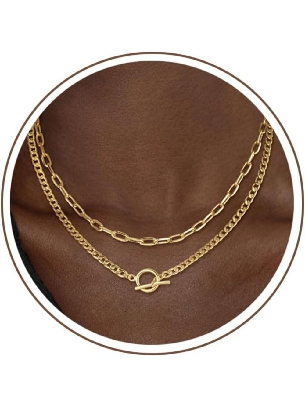 14K Gold Plated Layered Chain Necklace for Women - Elegant Jewelry Accessory